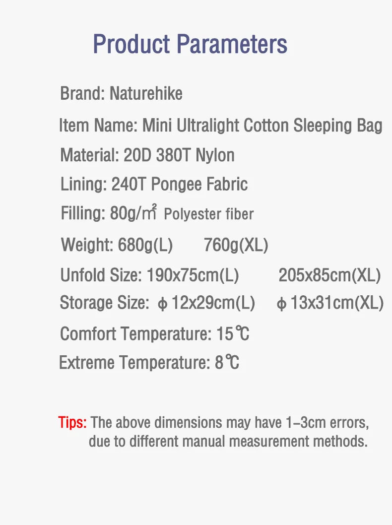 SLEEPING BAG ENVELOPE STYLE 15-5°C
