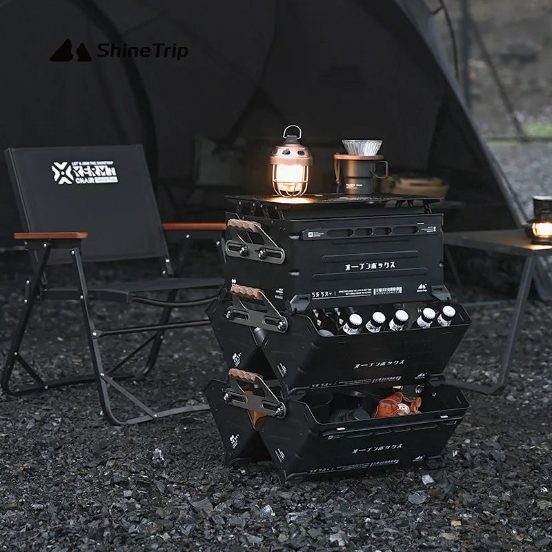 ShineTrip Outdoor multifunctional camping storage box large capacity aluminium box stackable tactical wind splicing open box