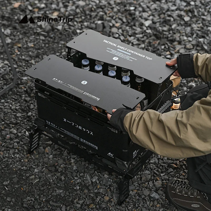 ShineTrip Outdoor multifunctional camping storage box large capacity aluminium box stackable tactical wind splicing open box
