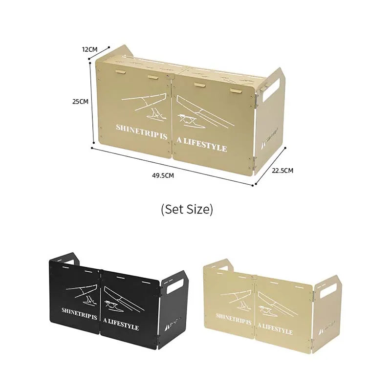 ShineTrip Outdoor Cassette Stove Heat Shield Camping Quad Fold Portable Windscreen Thickened Folding Windshield