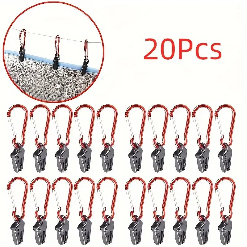 20 stk Tarp Clips, Vindtætte Clips Med Karabinhage, Markise Clip Set, Til Markise Udendørs Camping Caravan Canopy Telt