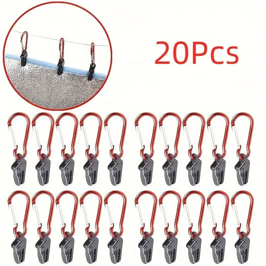20 stk Tarp Clips, Vindtætte Clips Med Karabinhage, Markise Clip Set, Til Markise Udendørs Camping Caravan Canopy Telt