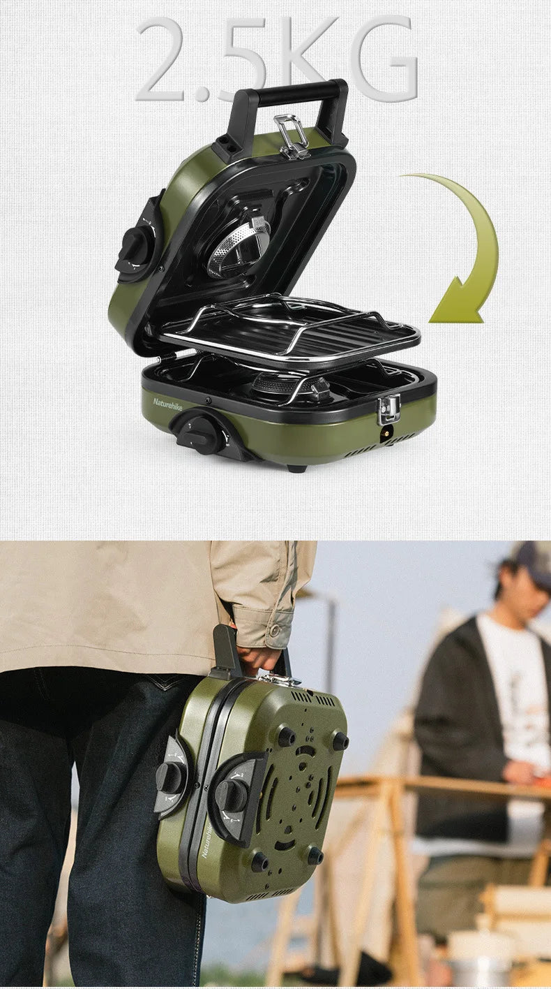 Naturehike multi fuel Camping Stove Portable Two burner Cookware Outdoor Picnic bbq Grill Foldable Gas Stove High Power Cooking
