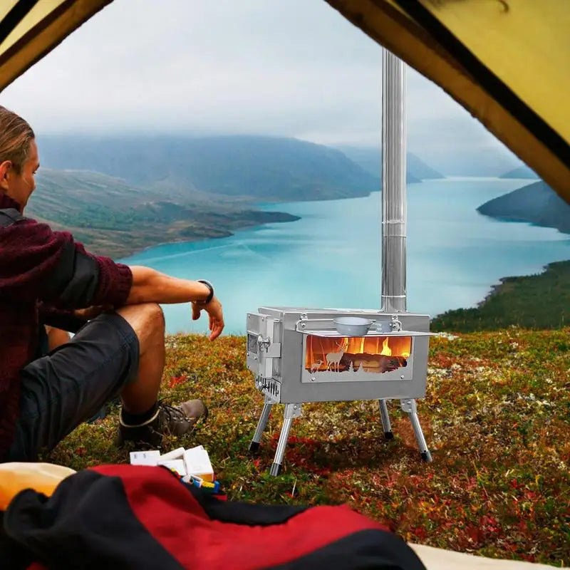 Campingtelt Brændeovn Udendørs Brændeovn Bærbar Brændeovn Sammenklappelig Brændeovn Grill Brændeovn Grill Camping Tilbehør