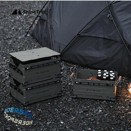 ShineTrip Outdoor multifunctional camping storage box large capacity aluminium box stackable tactical wind splicing open box
