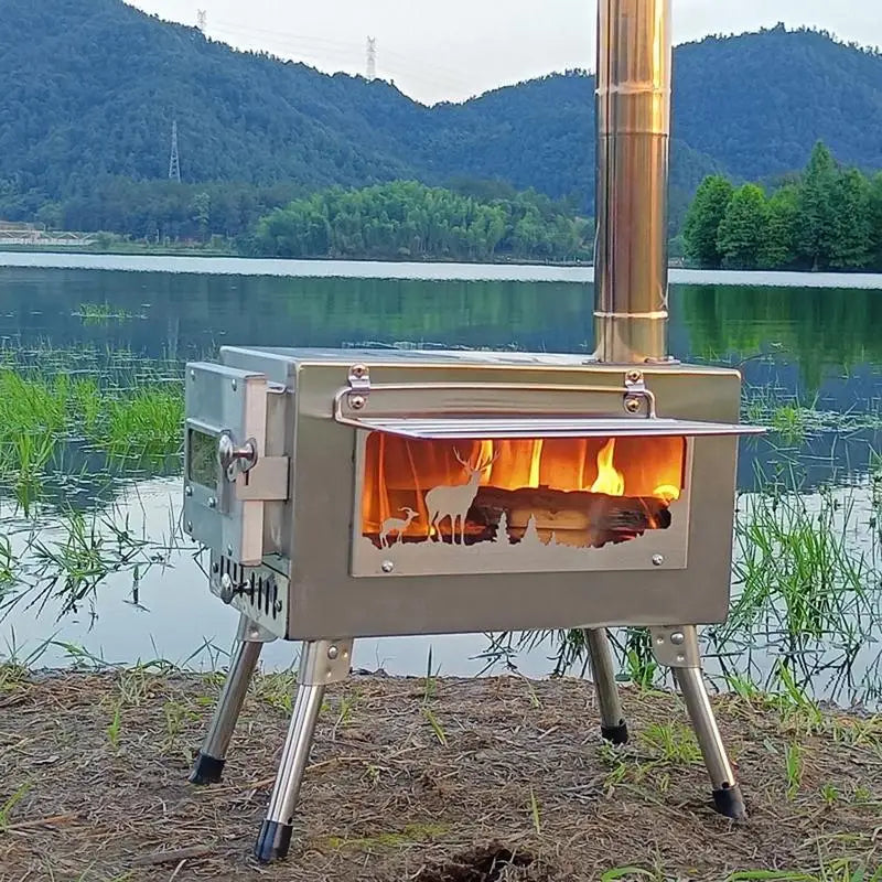 Campingtelt Brændeovn Udendørs Brændeovn Bærbar Brændeovn Sammenklappelig Brændeovn Grill Brændeovn Grill Camping Tilbehør