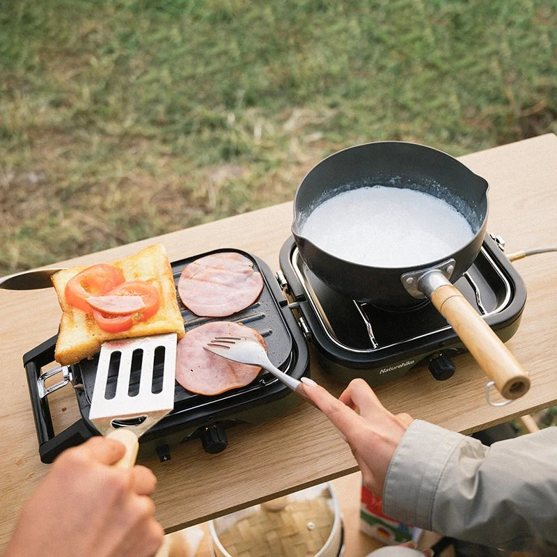 Naturehike multi fuel Camping Stove Portable Two burner Cookware Outdoor Picnic bbq Grill Foldable Gas Stove High Power Cooking