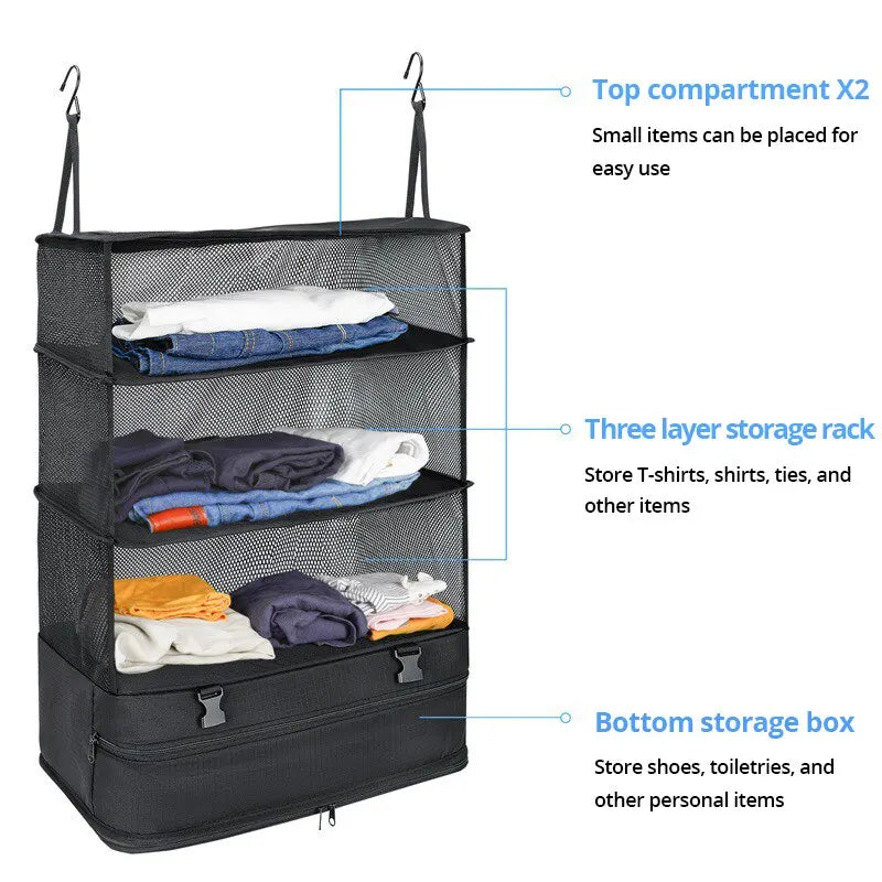 1 sæt Husholdningsartikler Bagage Rejsearrangør Rejse Essentials Hængende Pakning Terninger Hængende hylder Vasketøjsopbevaringsrum